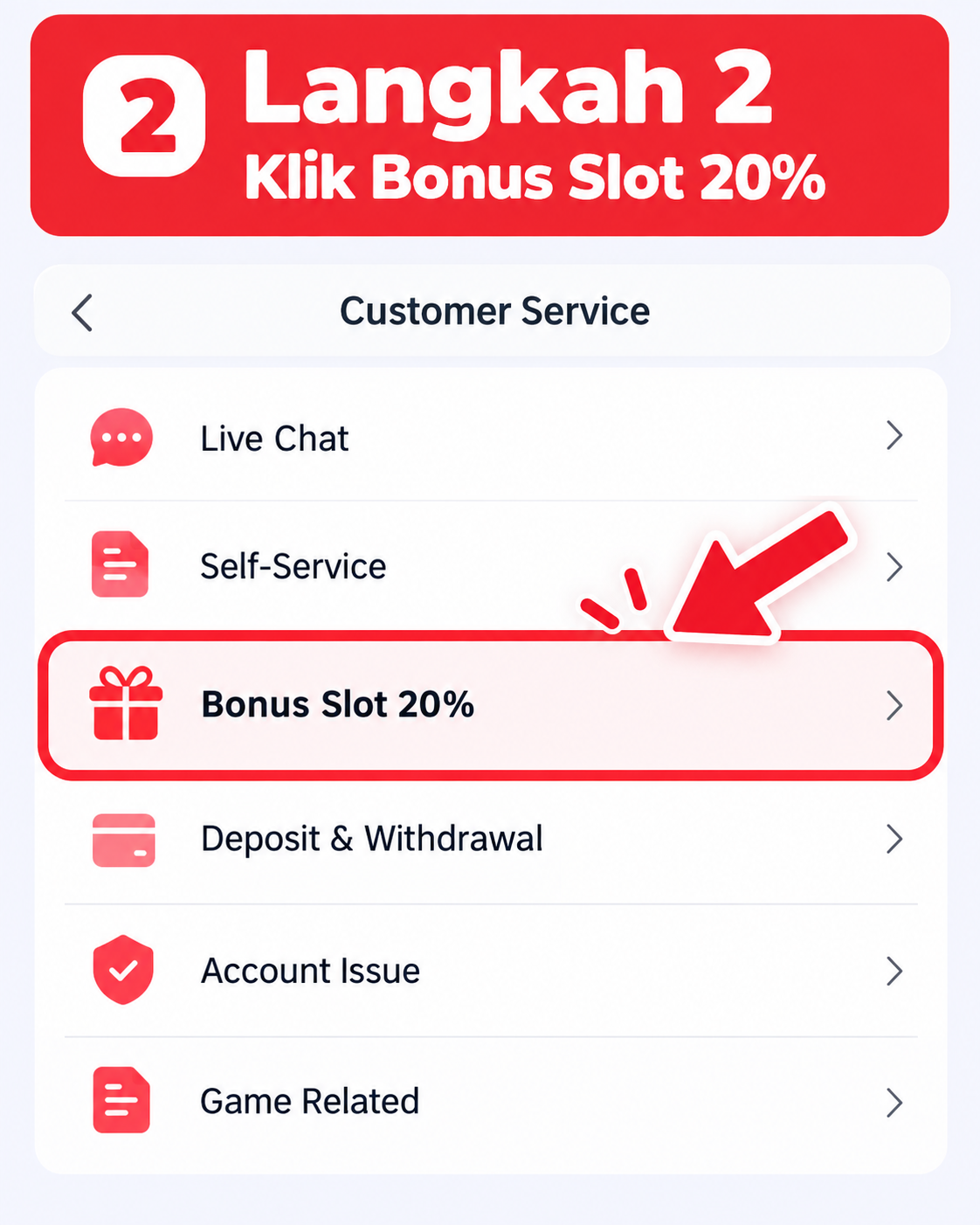 Step 2: Select Bonus Slot 20%