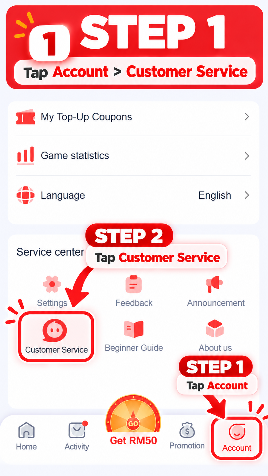 Step 1: Open Account and Customer Service