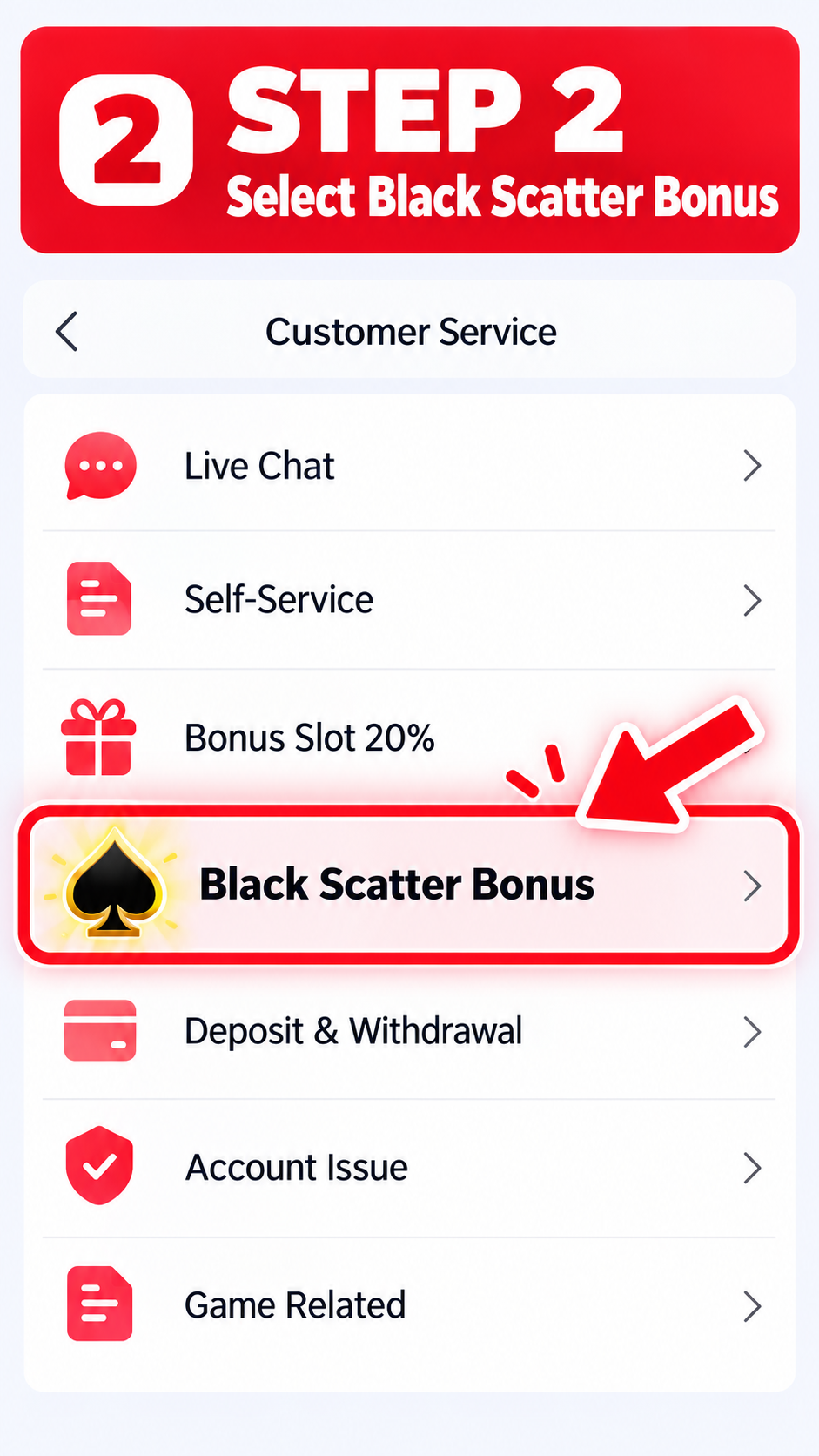 Step 2: Select Black Scatter Bonus